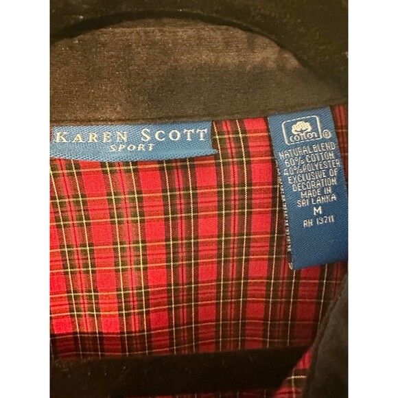VTG Karen Scott Plaid Button Up Shirt Christmas Holly Scottish Terrier Woman’s M - Picture 6 of 10